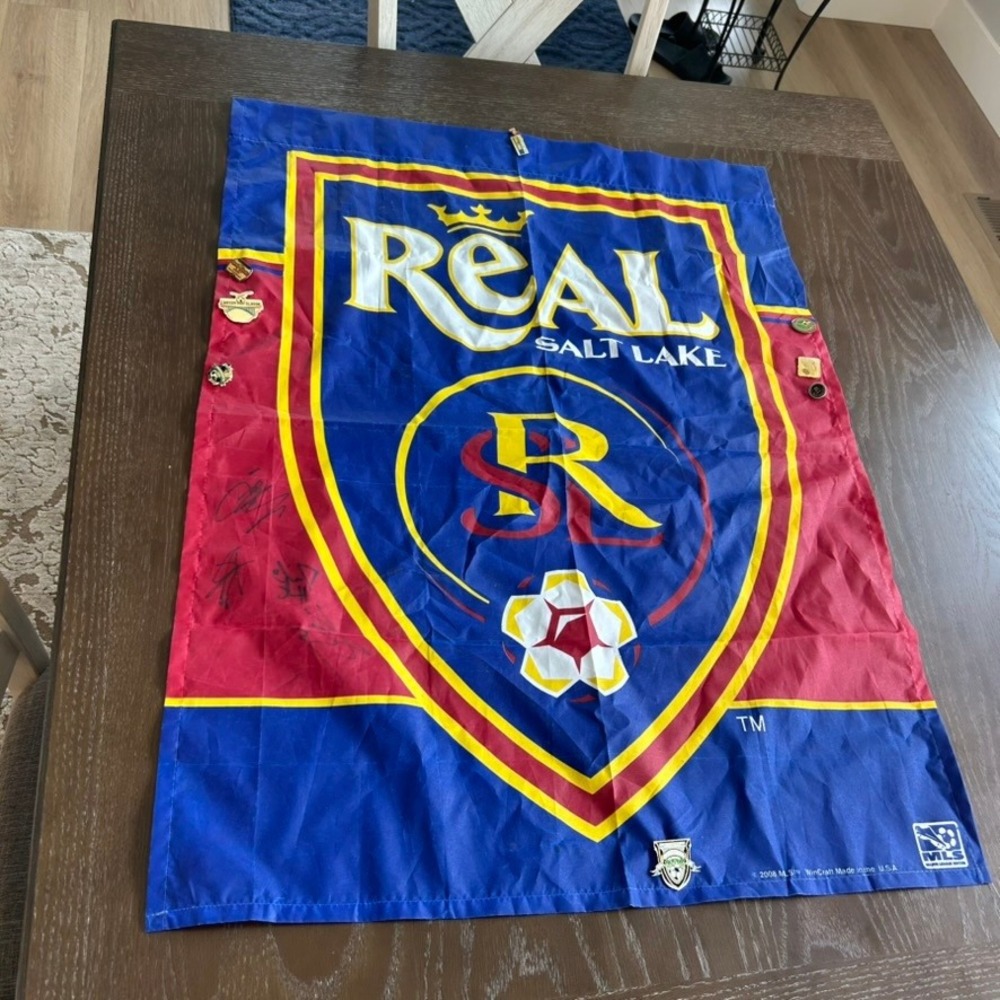 Real Salt Lake MLS Soccer Flag 2008 WinCraft Signed Autographed with Pins USA